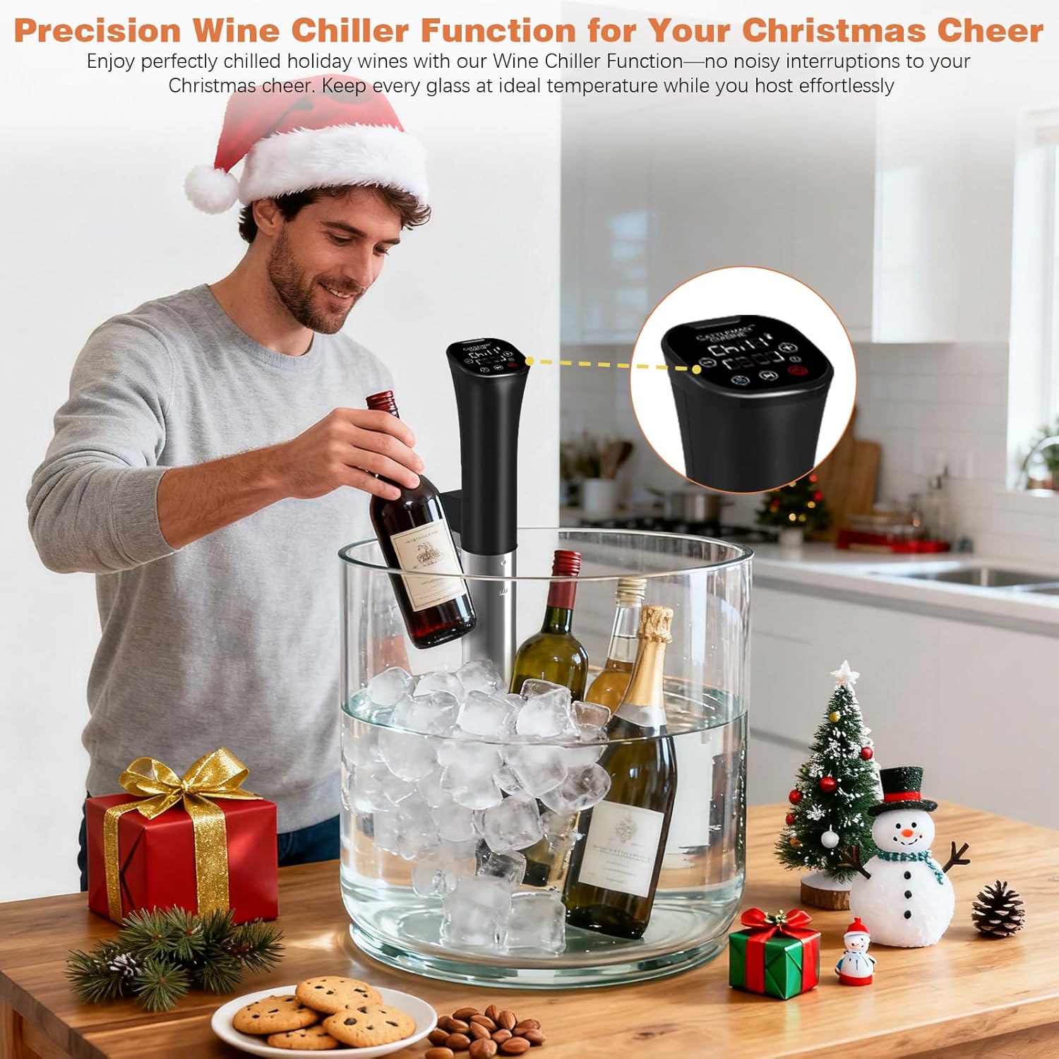 Sous Vide Cooker, Wine Chiller, 1000W, Sous Vide Machine for Kitchen, Immersion Circulator, Sous Vide Kit with Vacuum Bags, Vacuum Pump, Accurate Temperature Timer, Fast Heating - Image 3