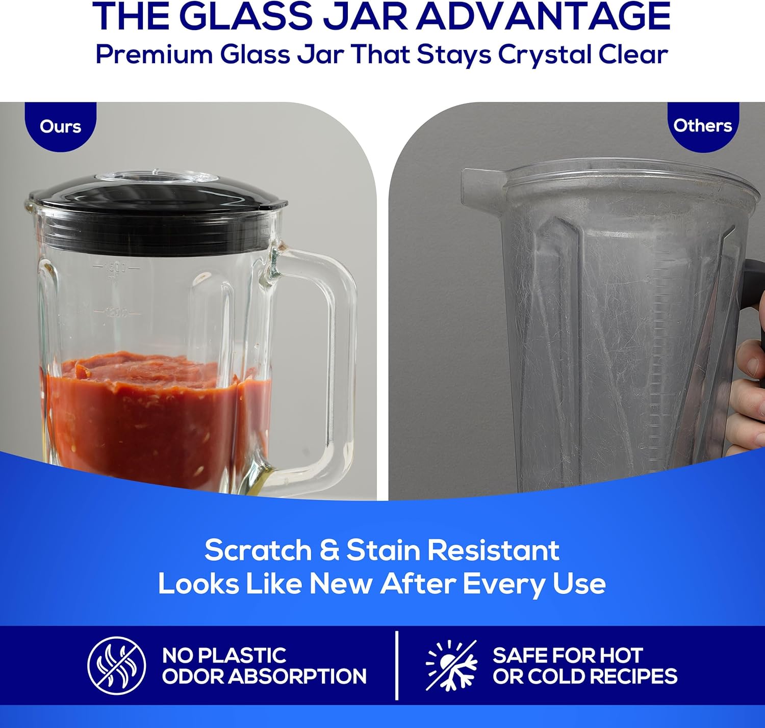 Universal 550W Mass Vital Blender - Glass Jar 57 Oz/1.8 Quart/1.7 Liter - 7-cup, 2 Speed + Pulse Function and 4 Stainless Steel Blade with Chrome Steel Technology - Image 3