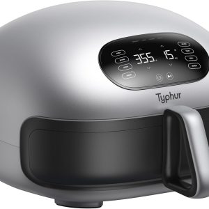 Typhur Dome 2 AI Smart Air Fryer, Large Flat Airfryer with Top & Bottom Heating, Self-cleaning Digital Fryer, PFAS free Ceramic Basket, Fits a 12" Pizza or Steaks, Whisper-Quiet, 120V