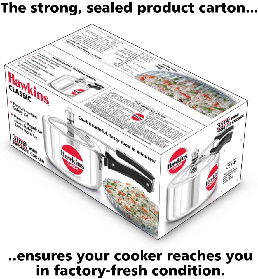 Hawkins Classic 3Liters(Wide) Aluminium Inner Lid Pressure Cooker(Silver) - Image 4