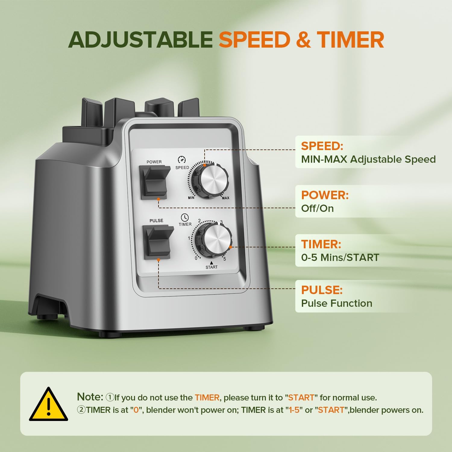 Blender, Blender for Smoothies with 68Oz. Pitcher and 20Oz. Grinder, 28000 RPM Countertop Blenders for Kitchen, Ice Crushing, Frozen Fruits, Timing Setting, Speed Adjustable - Image 5