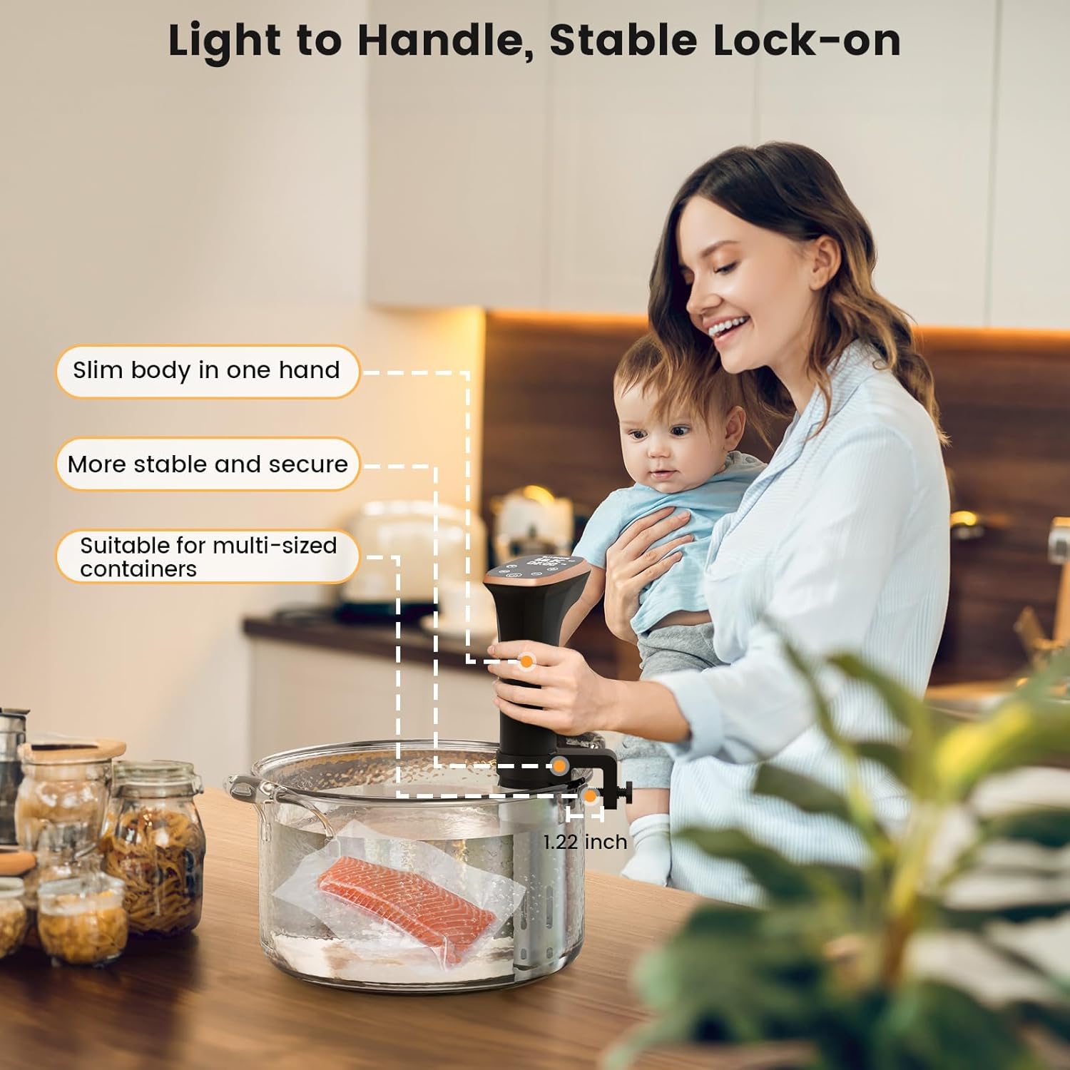 BLITZHOME Sous Vide Cooker, IPX7 Waterproof Compact Sous Vide Machine Pro, with Recipes, Accurate Temperature & Timer, Fast Heating, 1100W Ultra Quiet Stainless Precision Immersion Circulator… - Image 5