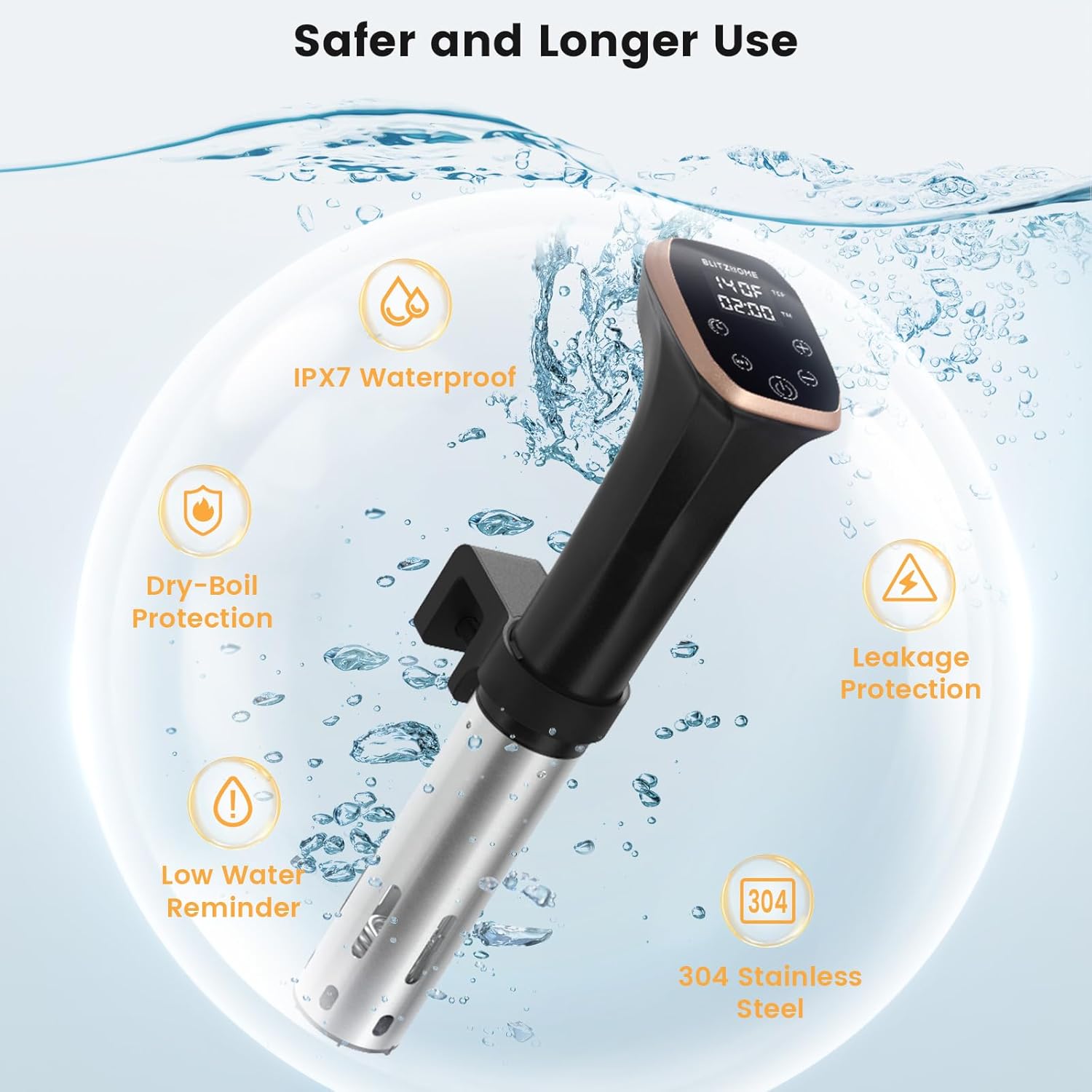 BLITZHOME Sous Vide Cooker, IPX7 Waterproof Compact Sous Vide Machine Pro, with Recipes, Accurate Temperature & Timer, Fast Heating, 1100W Ultra Quiet Stainless Precision Immersion Circulator… - Image 6