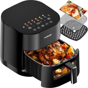 6QT Dual Heat Air Fryer with Viewing Window, 14 Presets for Fry, Roast, Bake & More, 392℉ Max Crisp Without Flipping, 1700W Fast Cooking, Dishwasher Safe Basket