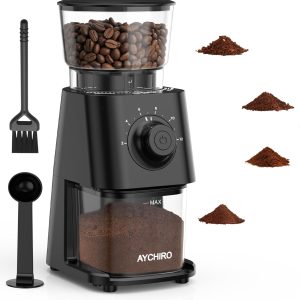 Coffee Grinder Electric, Coffee Beans Grinder for Home Use with 30 Grind Settings - 12 Cups Capacity for Espresso, Drip & Americano, Black