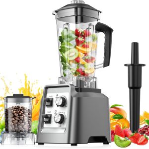 Blender, Blender for Smoothies with 68Oz. Pitcher and 20Oz. Grinder, 28000 RPM Countertop Blenders for Kitchen, Ice Crushing, Frozen Fruits, Timing Setting, Speed Adjustable