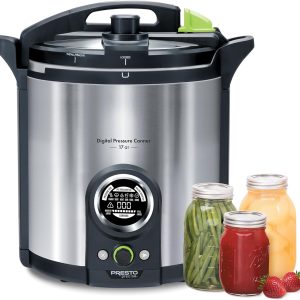 Presto 02152 17-Quart Digital Pressure Canner - Digital Display, Waterbath Capable, 10 Built-In Safety Features, Recipe Book, Stainless Steel