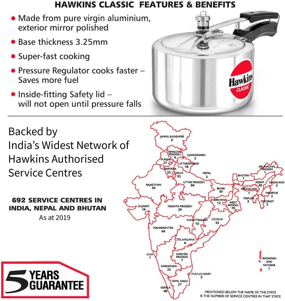 Hawkins Classic 3Liters(Wide) Aluminium Inner Lid Pressure Cooker(Silver) - Image 3