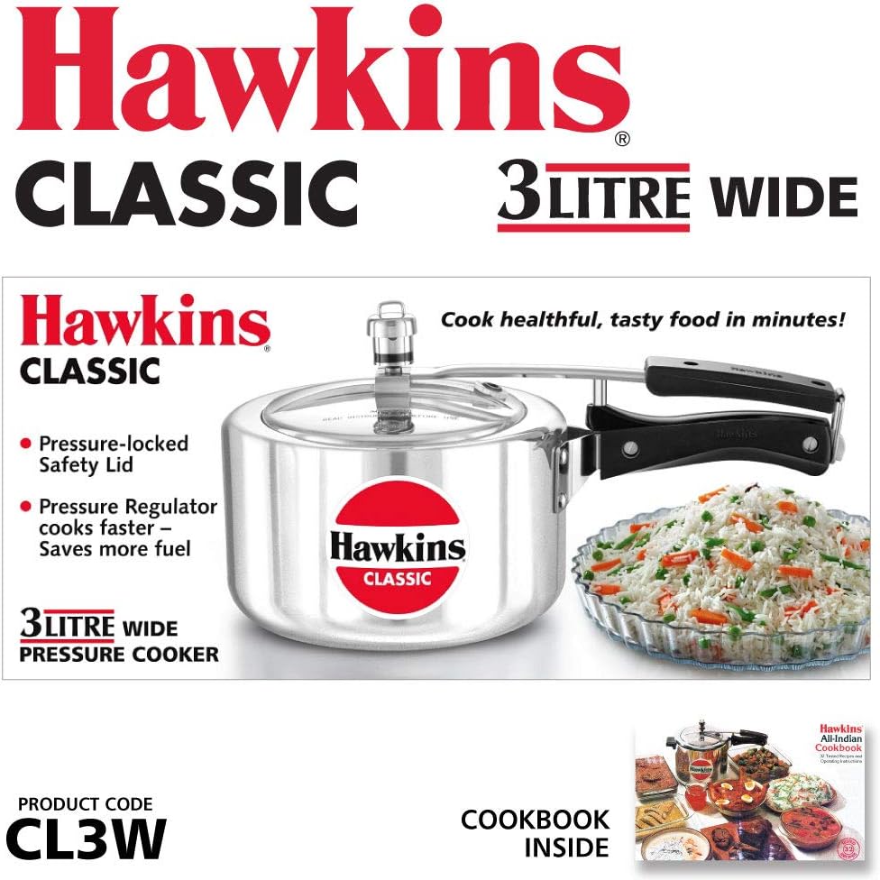 Hawkins Classic 3Liters(Wide) Aluminium Inner Lid Pressure Cooker(Silver) - Image 2