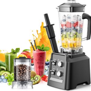 Blender, 68Oz. Countertop Blenders with 20Oz. Grinder, 28000 RPM Kitchen Blender for Smoothies, Ice Crushing, Frozen Fruits, Self-Cleaning, Speed Adjustable, Black