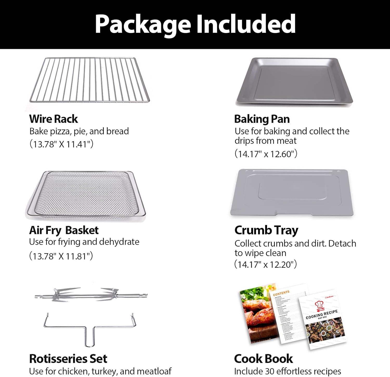 Beelicious 32QT Extra Large Air Fryer, 19-In-1 Air Fryer Toaster Oven Combo with Rotisserie and Dehydrator, Digital Convection Oven Countertop Airfryer Fit 13" Pizza, 6 Accessories, 1800w - Image 5