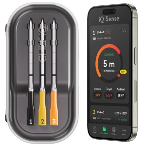 CHEF iQ Sense | Smart Wireless Meat Thermometer | 3 Ultra-Thin Probes | WiFi Unlimited Range | 1000°F Heat Safe | 5 Sensors | BBQ, Grill, Oven, Smoker, Air Fryer | Gen3