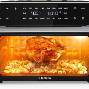 Beelicious 32QT Extra Large Air Fryer, 19-In-1 Air Fryer Toaster Oven Combo with Rotisserie and Dehydrator, Digital Convection Oven Countertop Airfryer Fit 13" Pizza, 6 Accessories, 1800w