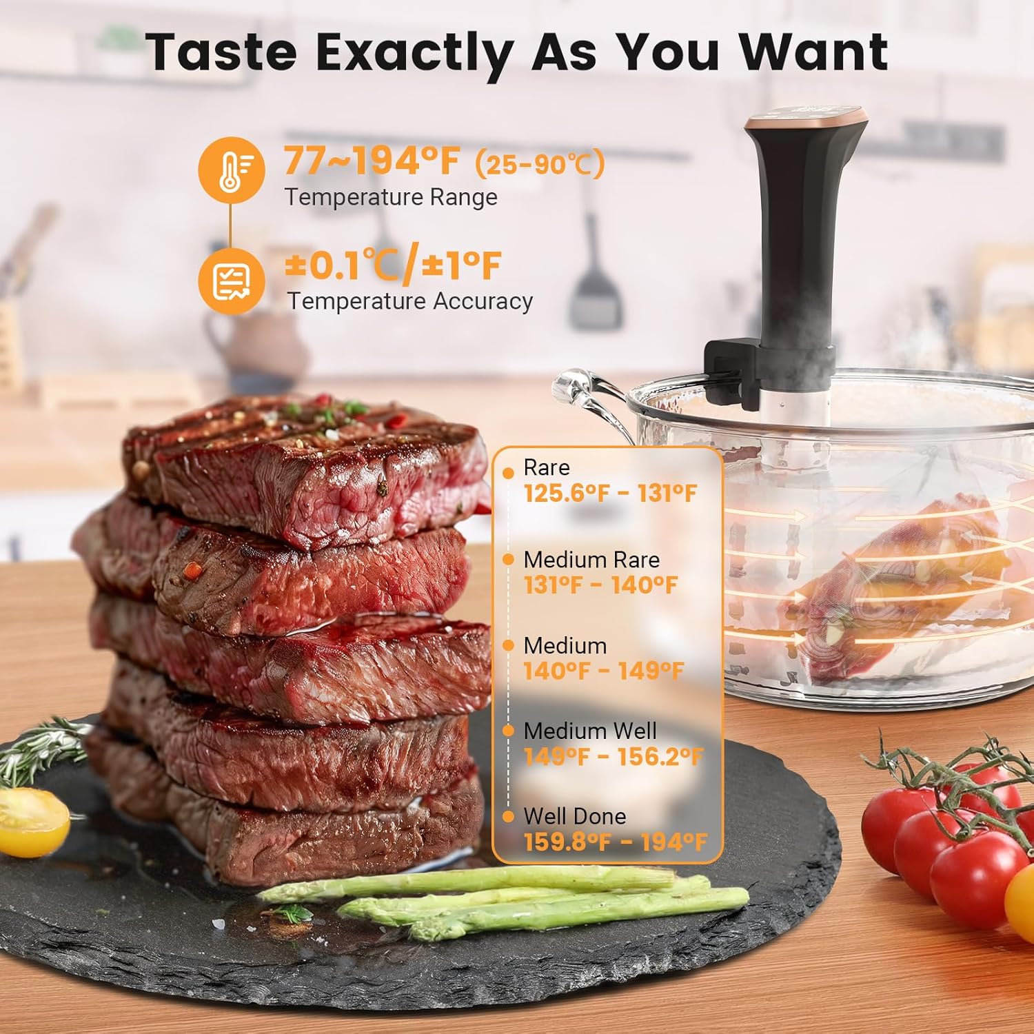 BLITZHOME Sous Vide Cooker, IPX7 Waterproof Compact Sous Vide Machine Pro, with Recipes, Accurate Temperature & Timer, Fast Heating, 1100W Ultra Quiet Stainless Precision Immersion Circulator… - Image 2