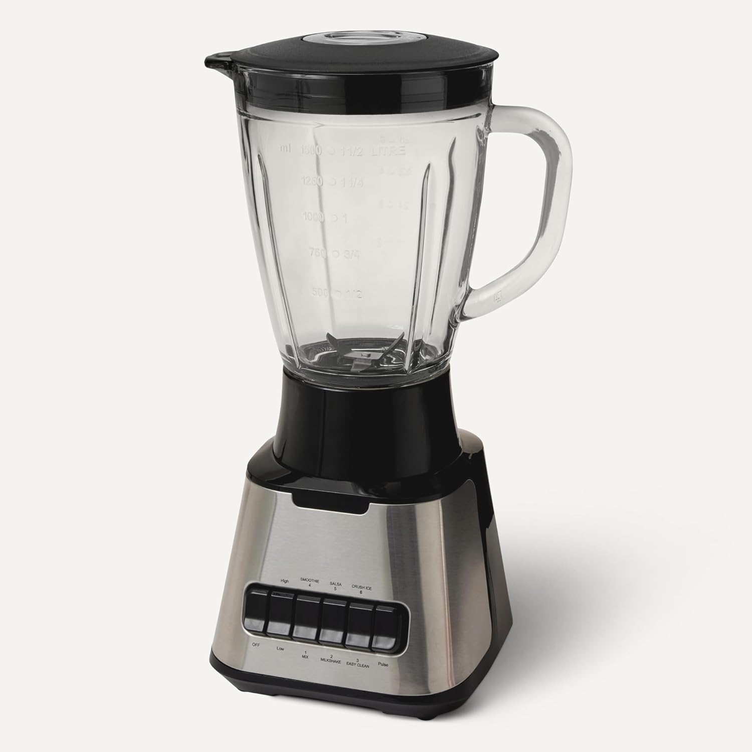 Amazon Basics Powerful 700W Countertop Blender with 6-Cup (50 Fl. Oz) Glass Jar, 6 Pre-Programmed Functions, Ice Crush, Stainless Steel Blades, Black & Silver - Image 6