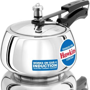 Hawkins 3 Litre Contura Pressure Cooker, Stainless Steel Inner Lid Cooker, Handi Cooker, Induction Cooker, Silver (SSC30)