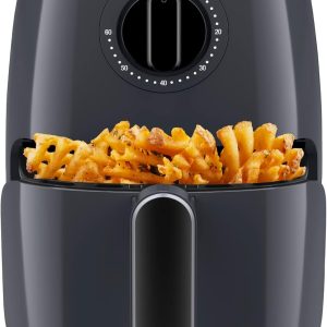 Chefman TurboFry 2-Quart Air Fryer, Dishwasher Safe Basket & Tray, Use Little to No Oil For Healthy Food, 60 Minute Timer, Fry Healthier Meals Fast, Heat And Power Indicator Light, Temp Control, Grey