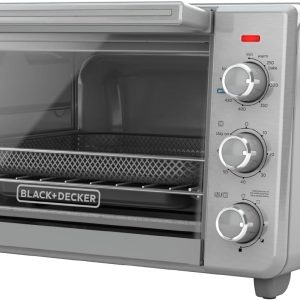 BLACK+DECKER Crisp 'N Bake Air Fryer Countertop Convection Toaster Oven, Large Capacity, 6-Slice, 5-in-1, Fits 12” Pizza, 60-Min Timer, Bake, Broil, Air Fry, Toast, Keep Warm, Stainless Steel