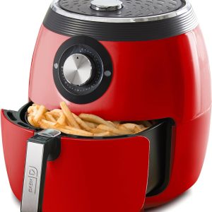 Dash Deluxe Air Fryer - Adjustable Temperature Control & Auto Shut-Off Feature - AirCrisp® Technology - Spacious Nonstick Basket - 1700 Watt - 6 Quarts - Red