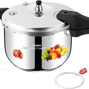 Stainless Steel Pressure Cooker 8 Quart, Stove Top & Induction Compatible, Heavy-Duty Multi-Safety System, Food-Grade for Home Commercial Use, Deeluban