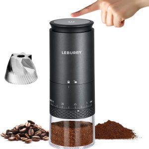 Burr Coffee Grinder - Portable Espresso Grinder with Stainless Steel Conical Mill for Travel, Camping - Cordless/Rechargeable Electric Coffee Bean Grinders with 38 Adjustable Grind Settings