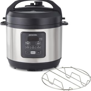 Proctor Silex Proctor-Silex Simplicity 4-in-1 Electric Pressure Cooker, 3 Quart Multi-Function With Slow Cook, Steam, Sauté, Rice, Stainless Steel (34503)
