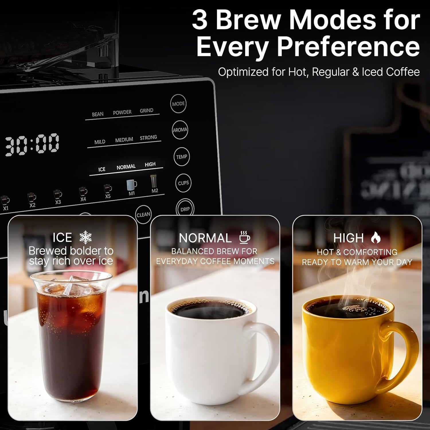 URintells Cuising Coffee Maker with Grinder, 22OZ Drip Coffee Maker with Glass Carafe and Removable Filter, Programmable Hot and Cold Bean to Cup Coffee Machine with Timer, Auto Shut Off - Image 6