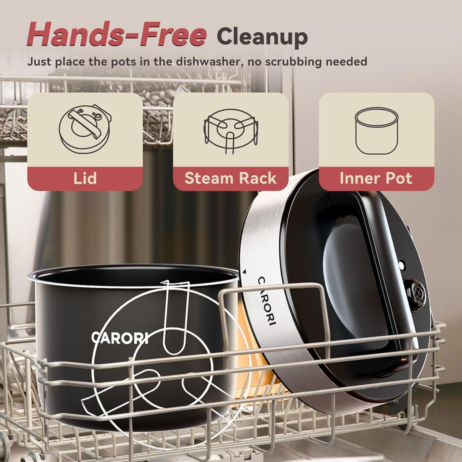 Electric Pressure Cooker 6 Qt, 9 Functions Programmable Instant Pot with IMD Touchscreen, Rice Cook, Slow Cook, Steam, Sauté, Warm, 16+ Safety Features, 1000W Silver - Image 8