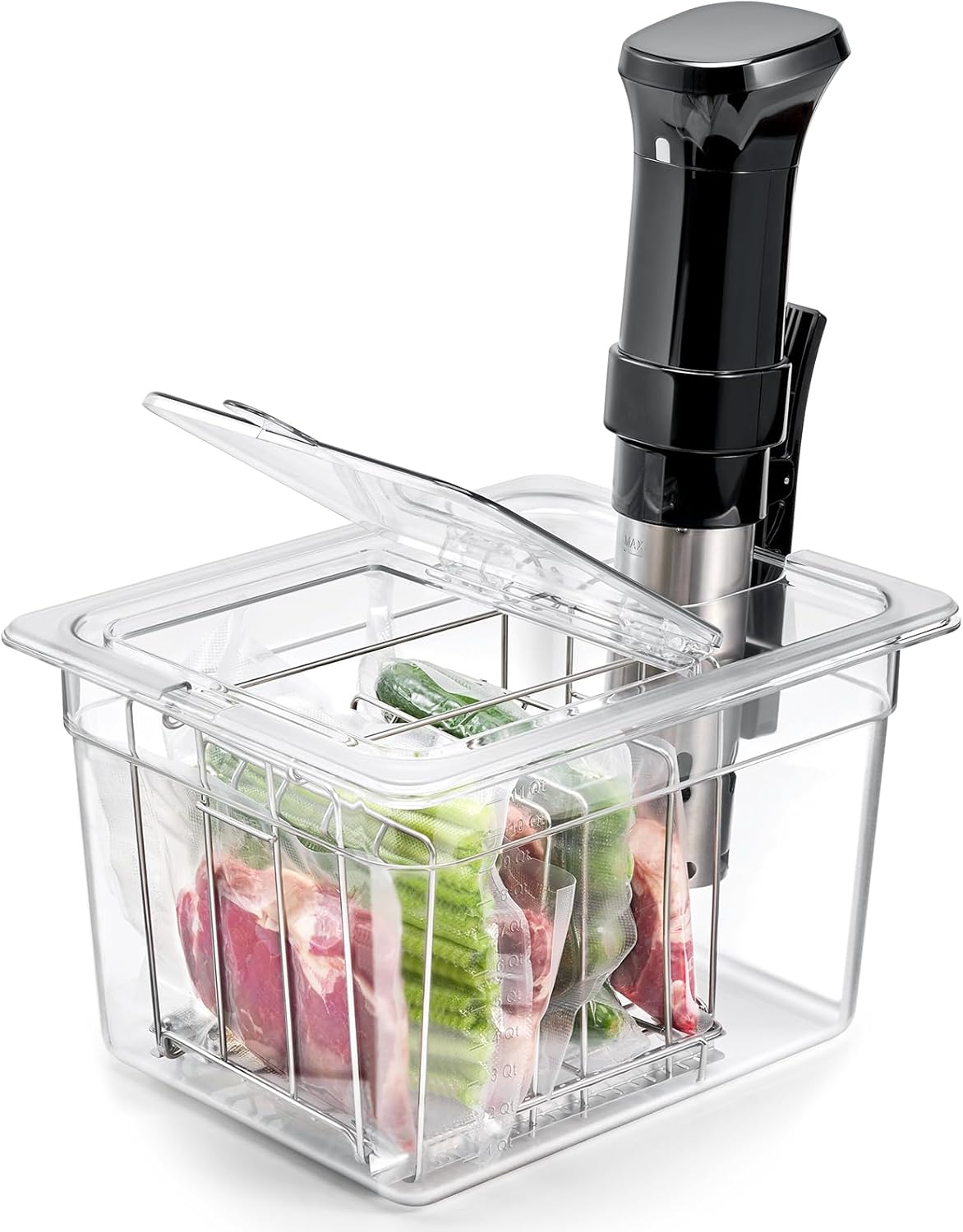 HOMENOTE Sous Vide Container 12 Quart with Universal Collapsible Hinged Lid,Complete Sous Vide Accessories Kit BPA Free,Compatible with Anova and Most Sous Vide Cookers(With Rack and Sleeve) - Image 9