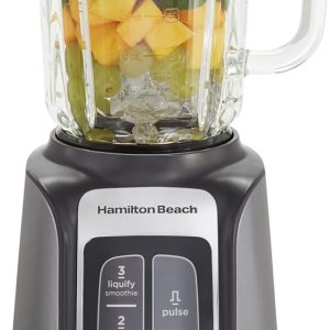 Hamilton Beach PowerMax Professional-Performance Blender for Shakes and Smoothies, Puree and Ice Crush, 48oz BPA-Free Glass Jar, 1680 Peak Watts, Stainless Steel Blades, Silver (58600J)