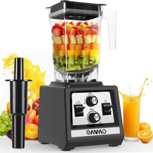 OMMO Blender for Smoothies: 1800W Peak Blenders for Kitchen, 68oz BPA-Free Pitcher, Timer & Speed Control, 6 Stainless Steel Blades, Dishwasher Safe Blender for Ice Crush/Smoothies/Frozen Drinks/Black