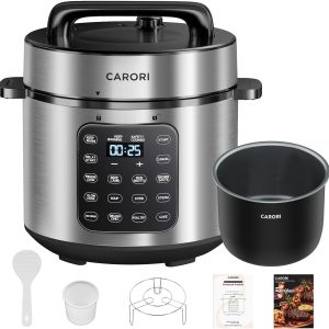 Electric Pressure Cooker 6 Qt, 9 Functions Programmable Instant Pot with IMD Touchscreen, Rice Cook, Slow Cook, Steam, Sauté, Warm, 16+ Safety Features, 1000W Silver