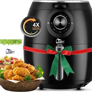Air Fryer 5.8QT/5.5L, Uten 1700W AirFryer High-Power Electric Hot Temperature Control & Timer Knob, Non Stick Fry Basket, Dishwasher Safe, Apply to Party, Afternoon Tea, Black