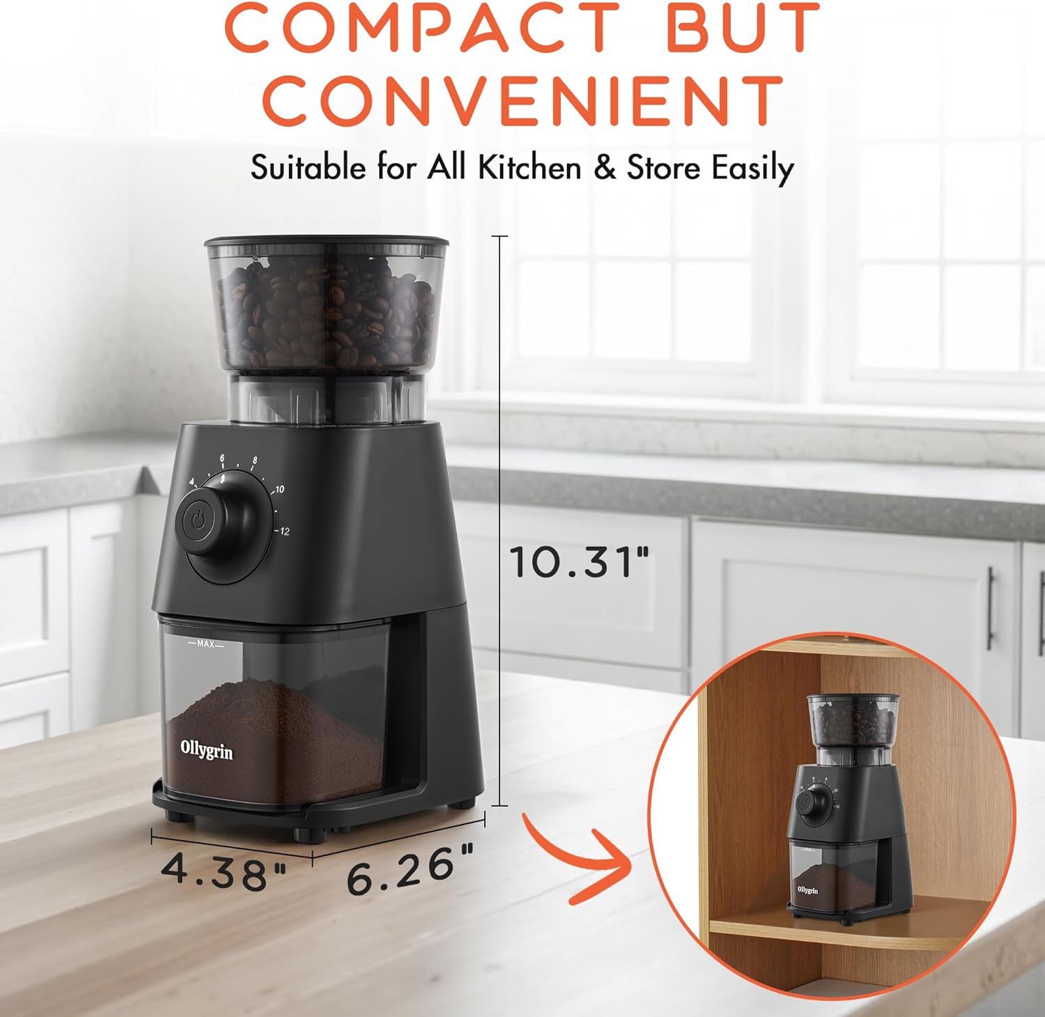 Coffee Grinder Electric, Conical Burr Coffee Bean Grinder with 30 Grind Settings - Image 7