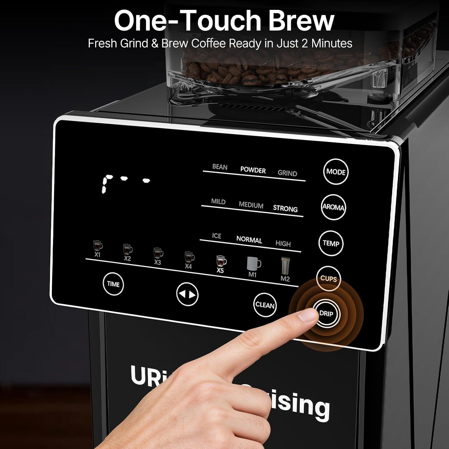 URintells Cuising Coffee Maker with Grinder, 22OZ Drip Coffee Maker with Glass Carafe and Removable Filter, Programmable Hot and Cold Bean to Cup Coffee Machine with Timer, Auto Shut Off - Image 4