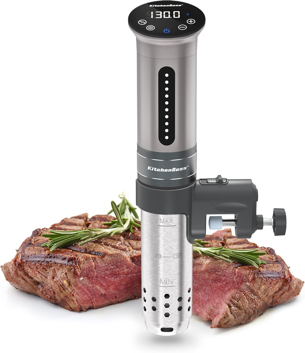 KitchenBoss Sous Vide Cooker Machine | 1100 Watts IPX7 Waterproof Sous-Vide G310/Silver | Suvee Cooker | Accurate Temperature Control Sous Vide Digital Display | Thermal Immersion Circulator
