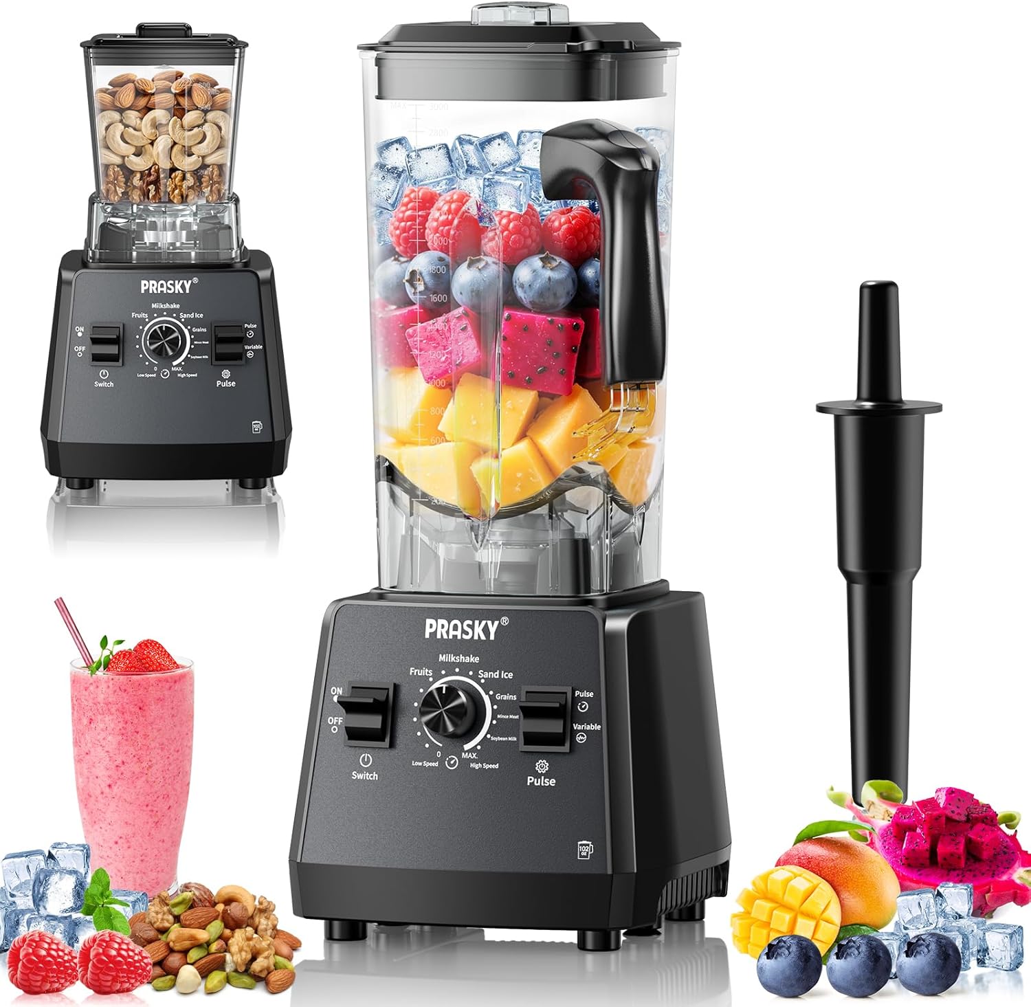 2400W High Speed Countertop Blender, 101oz Large Capacity, BPA-Free, 25000 RPM Blenders for Smoothies, Ice Crushing, Soups, Nut Butters & Baby Food (Gray, 3L)