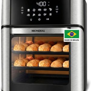 Air Fryer Oven 1800W, 12.7QT Capacity, Touchscreen Panel, Automatic Shut-Off, Toaster + Airfryer – Black & Stainless Steel – Mondial