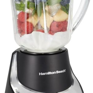 Hamilton Beach Wave~Action Quiet Blender, 48 oz. Glass Jar, 12 Blending Functions, Black, R53530 (Renewed)