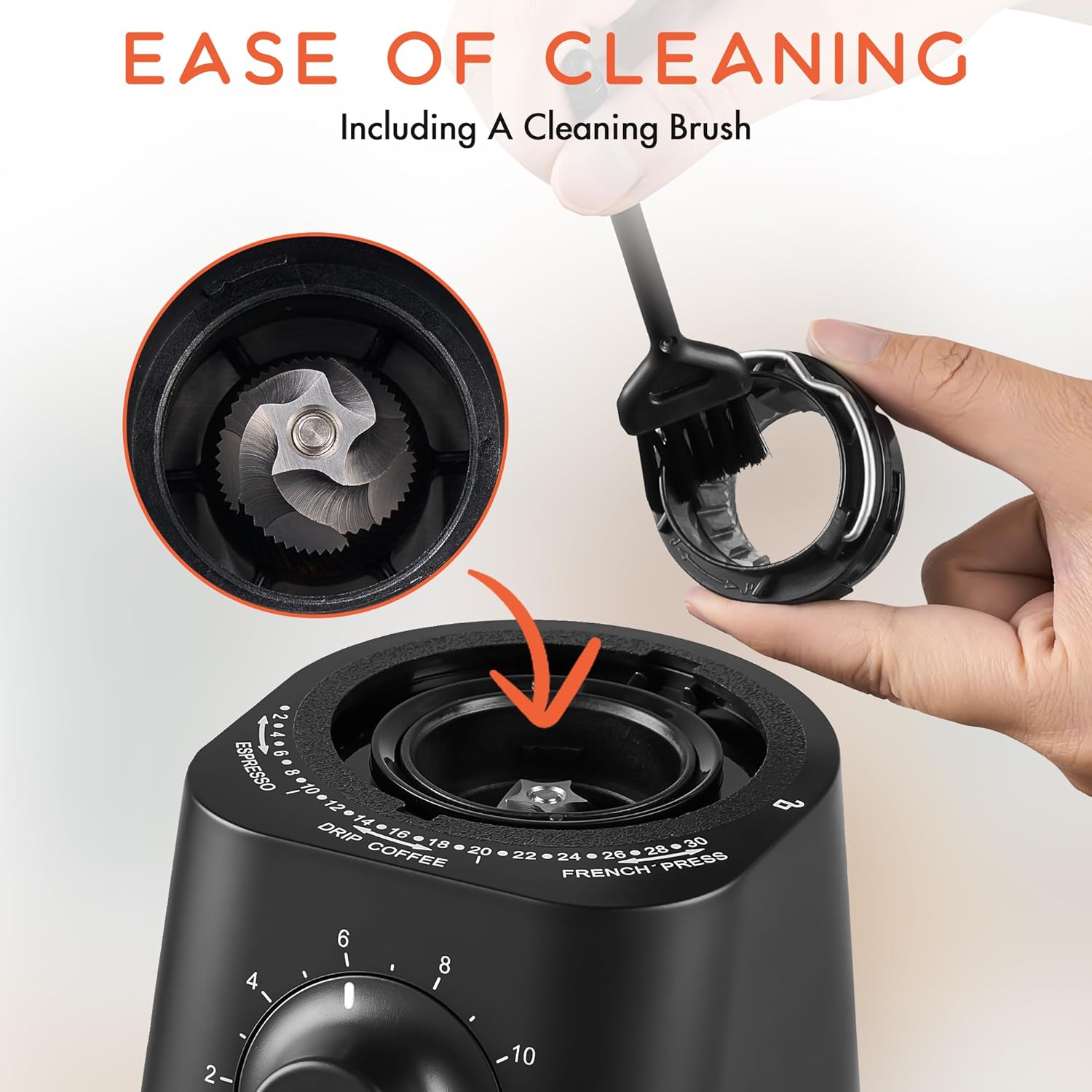 Coffee Grinder Electric, Conical Burr Coffee Bean Grinder with 30 Grind Settings - Image 6