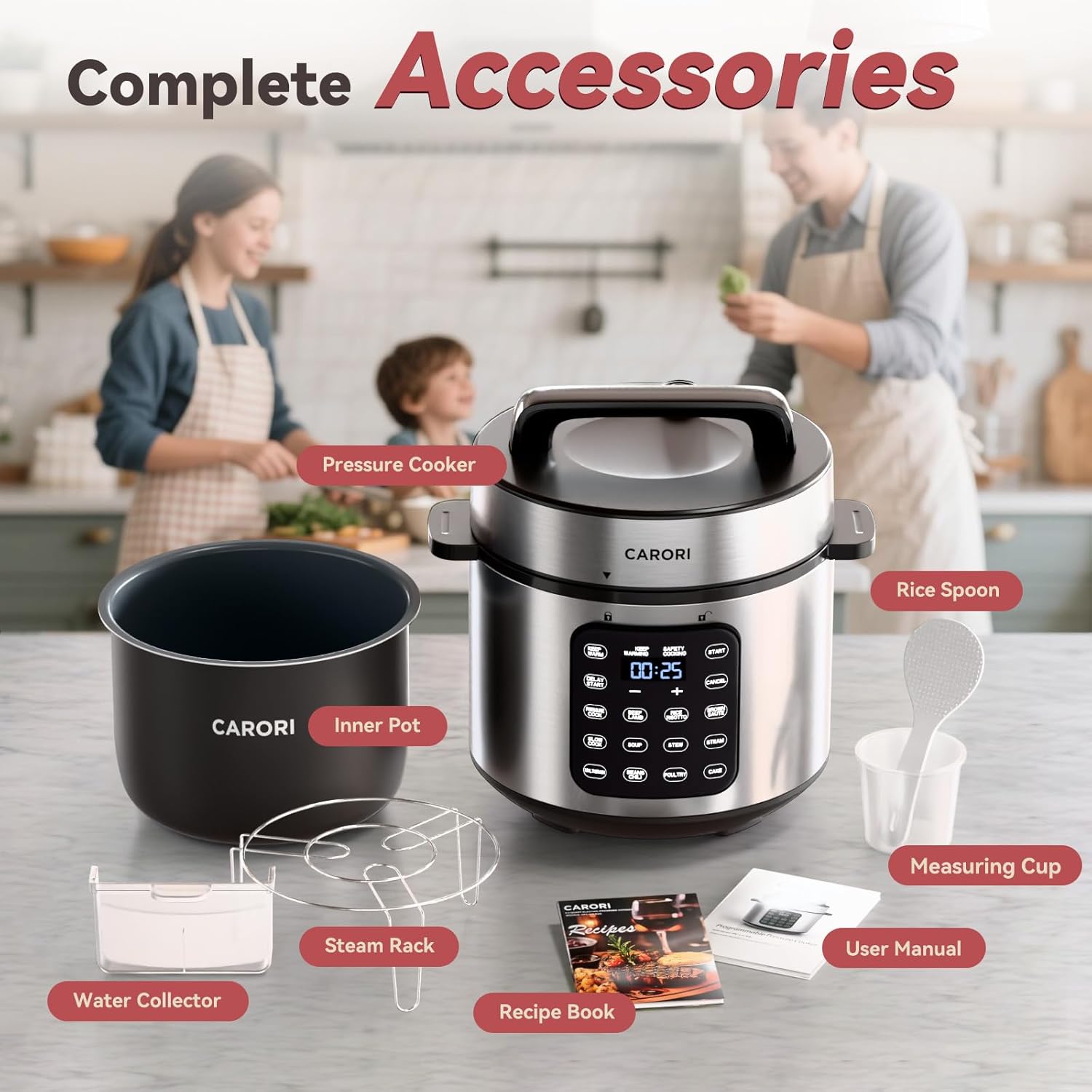 Electric Pressure Cooker 6 Qt, 9 Functions Programmable Instant Pot with IMD Touchscreen, Rice Cook, Slow Cook, Steam, Sauté, Warm, 16+ Safety Features, 1000W Silver - Image 9