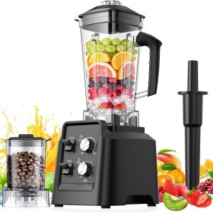 Blender, 1800W Blender with Grinder - 6-Blade Professional Smoothie Blenders for Kitchen, Crushes Ice, Self-Cleaning, 68oz & 20oz Jars Dishwasher Safe, for Baby Food, Nut Butter
