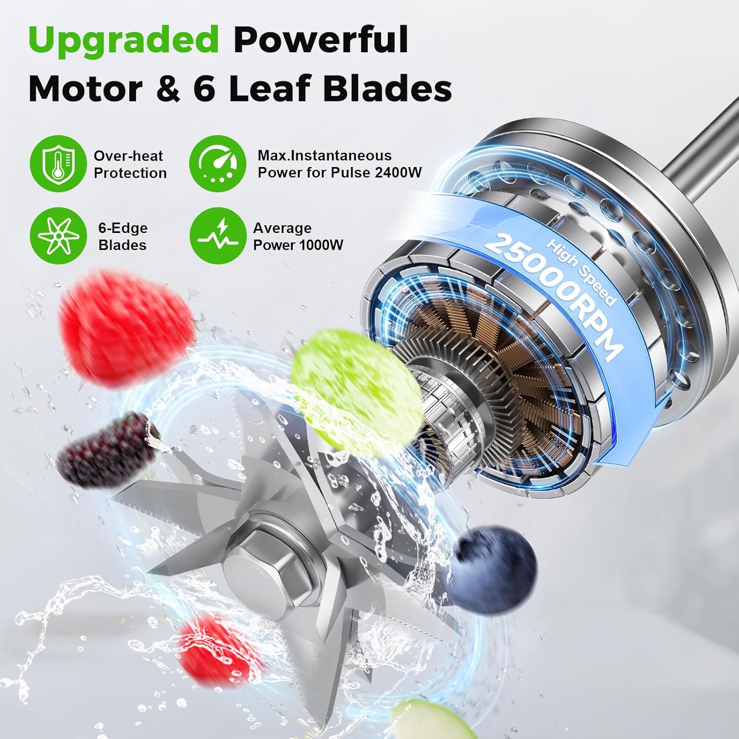 2400W High Speed Countertop Blender, 101oz Large Capacity, BPA-Free, 25000 RPM Blenders for Smoothies, Ice Crushing, Soups, Nut Butters & Baby Food (Gray, 3L) - Image 8