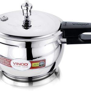 Vinod Pressure Cooker Stainless Steel – Glass Lid Handi Pot - 1.5 Liter – Indian Pressure Cooker – Stove Top Sandwich Bottom – Best Used For Indian Cooking, Soups, and Rice Recipes, Quinoa