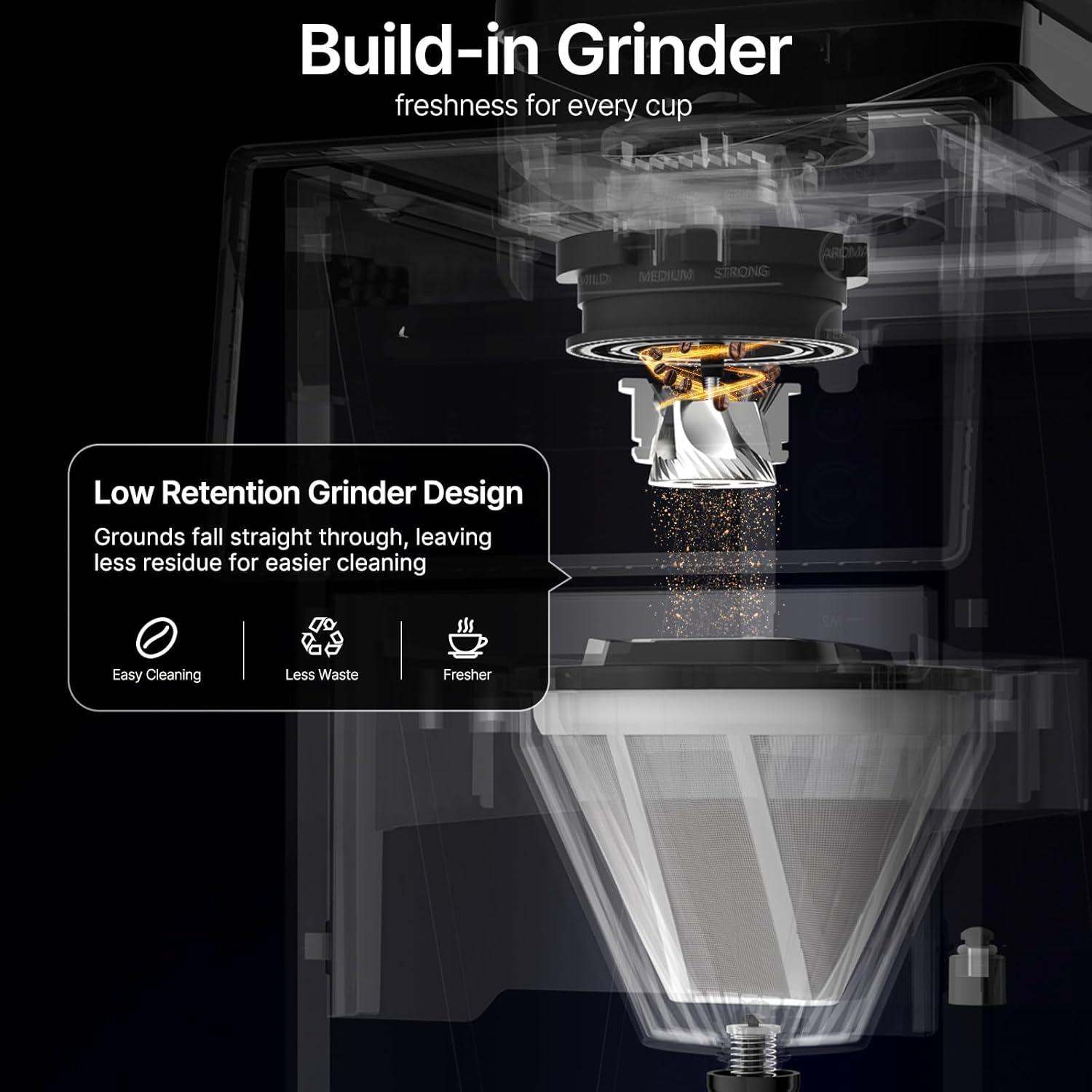URintells Cuising Coffee Maker with Grinder, 22OZ Drip Coffee Maker with Glass Carafe and Removable Filter, Programmable Hot and Cold Bean to Cup Coffee Machine with Timer, Auto Shut Off - Image 3