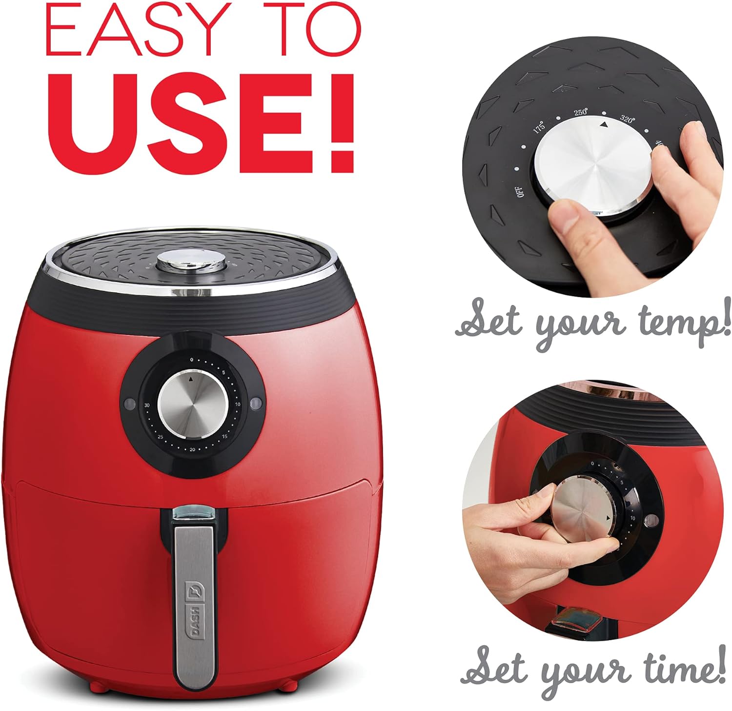 Dash Deluxe Air Fryer - Adjustable Temperature Control & Auto Shut-Off Feature - AirCrisp® Technology - Spacious Nonstick Basket - 1700 Watt - 6 Quarts - Red - Image 6