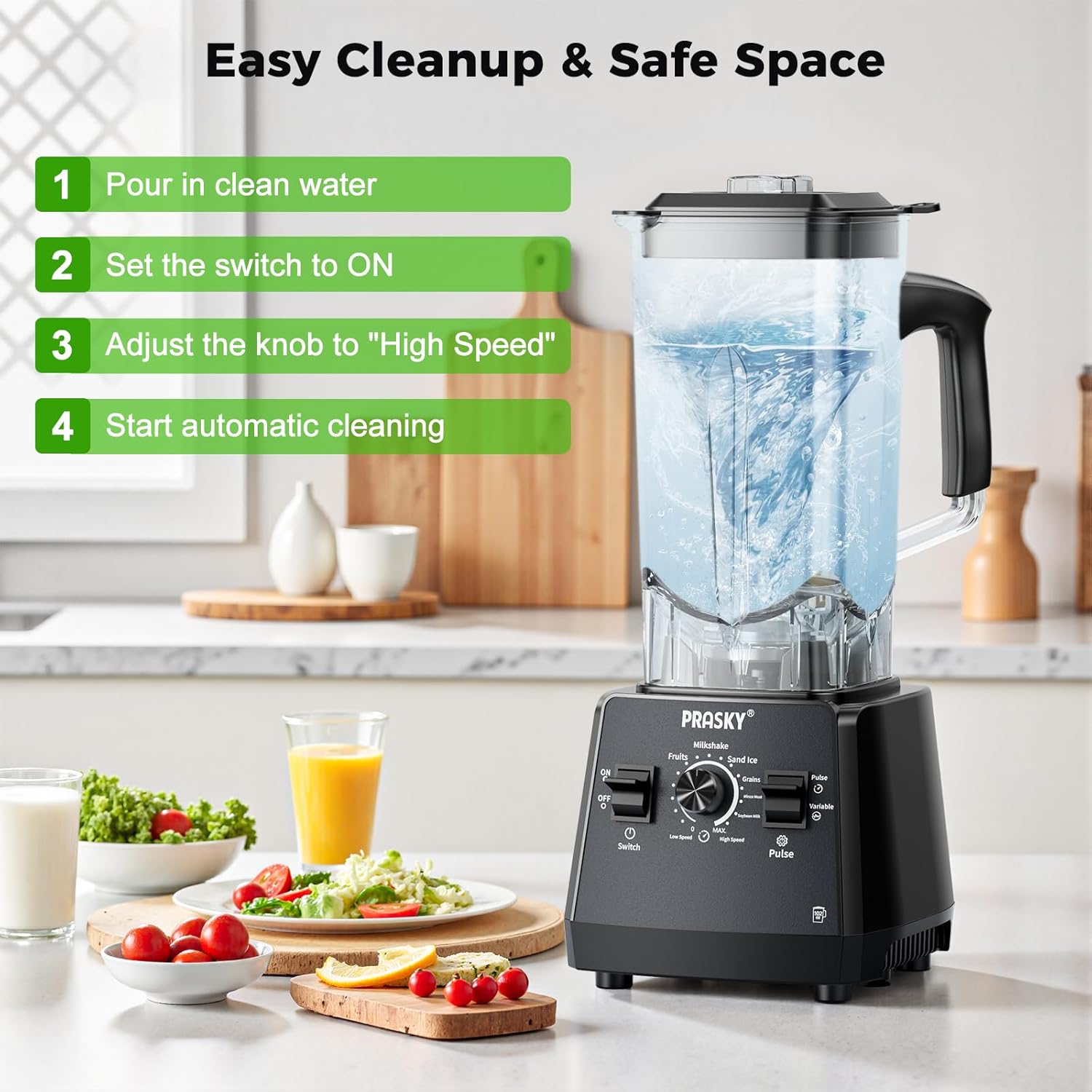 2400W High Speed Countertop Blender, 101oz Large Capacity, BPA-Free, 25000 RPM Blenders for Smoothies, Ice Crushing, Soups, Nut Butters & Baby Food (Gray, 3L) - Image 6