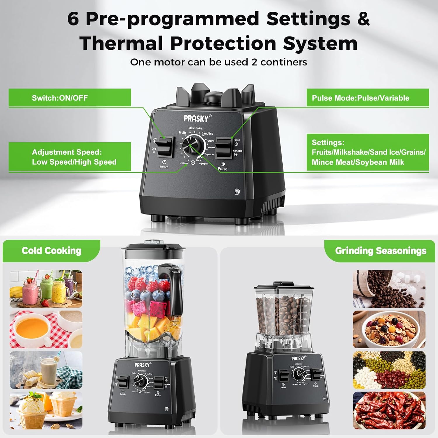 2400W High Speed Countertop Blender, 101oz Large Capacity, BPA-Free, 25000 RPM Blenders for Smoothies, Ice Crushing, Soups, Nut Butters & Baby Food (Gray, 3L) - Image 4