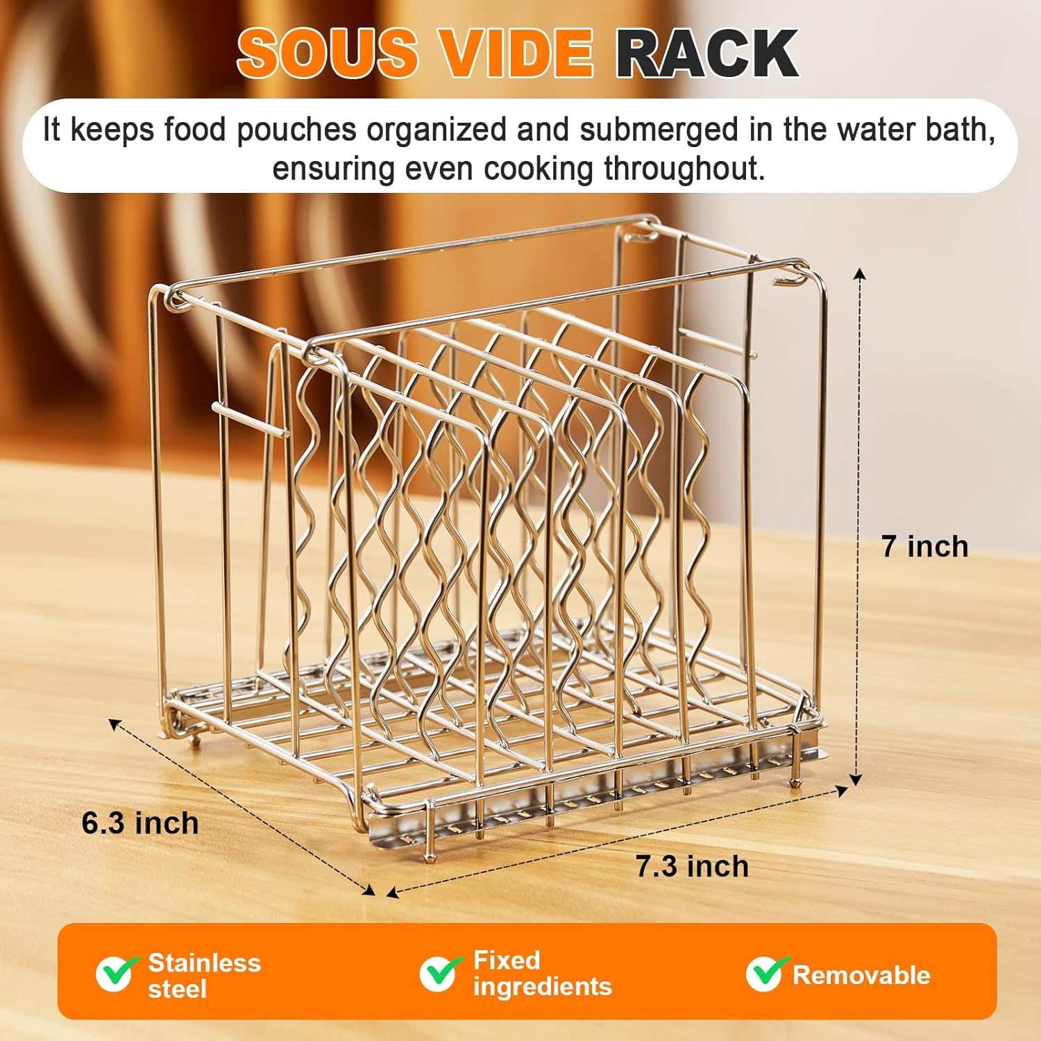 HOMENOTE Sous Vide Container 12 Quart with Universal Collapsible Hinged Lid,Complete Sous Vide Accessories Kit BPA Free,Compatible with Anova and Most Sous Vide Cookers(With Rack and Sleeve) - Image 8