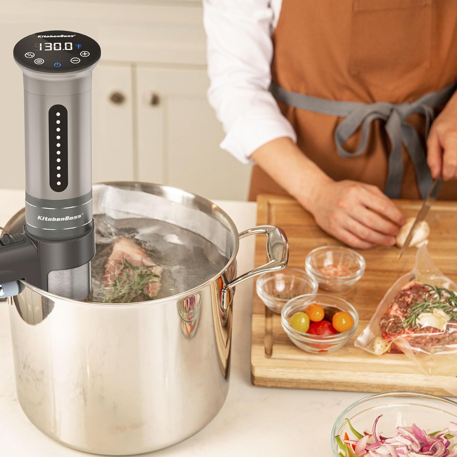 KitchenBoss Sous Vide Cooker Machine | 1100 Watts IPX7 Waterproof Sous-Vide G310/Silver | Suvee Cooker | Accurate Temperature Control Sous Vide Digital Display | Thermal Immersion Circulator - Image 8